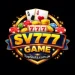 SV777 Game casino logo with slot machine 777 symbols, poker cards, chips, and TopSlots.com.pk branding on a black background.