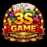 3S Game casino style logo with gold text poker chips dice and black background featuring topslots.com.pk.